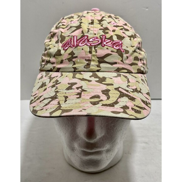 Artic Circle Enterprises Inc Accessories - Alaska Head Gear "Alaska@ Embroidered Adjustable Hat Pink/Camo NWT